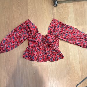 House of Harlow 1960 Red Floral Blouse